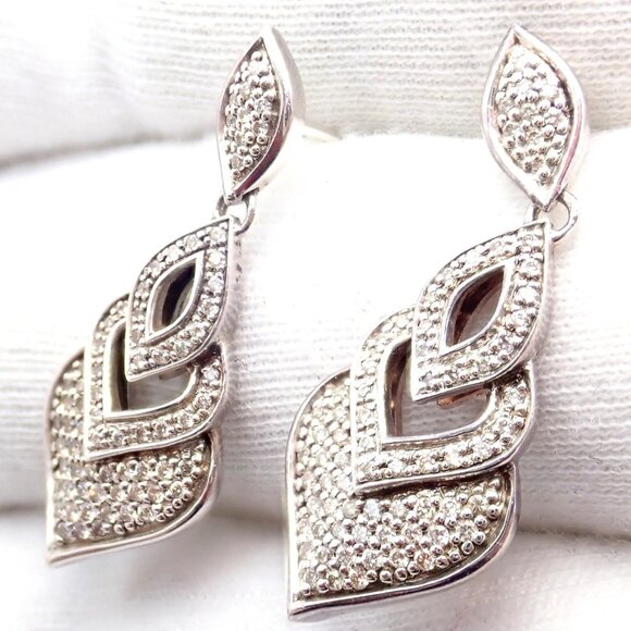 Authentic! John Hardy JH Silver Naga Diamond Heart Earrings - Picture 7 of 12
